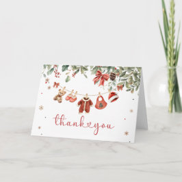Santa Baby Girl Winter Christmas Baby Shower Dankeskarte