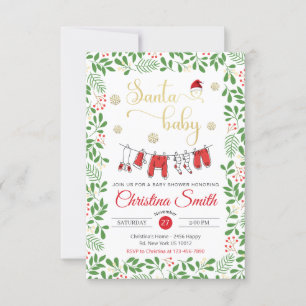 Santa Baby Gold Schneeflocken Winter Baby Dusche Einladung