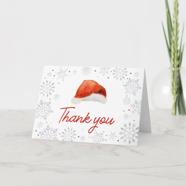 Santa Baby Hat Baby Shower Dankeskarte (Vorderseite)