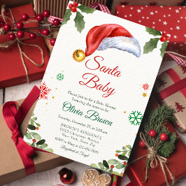 Santa Baby hat Christmas holiday Baby Shower Einladung