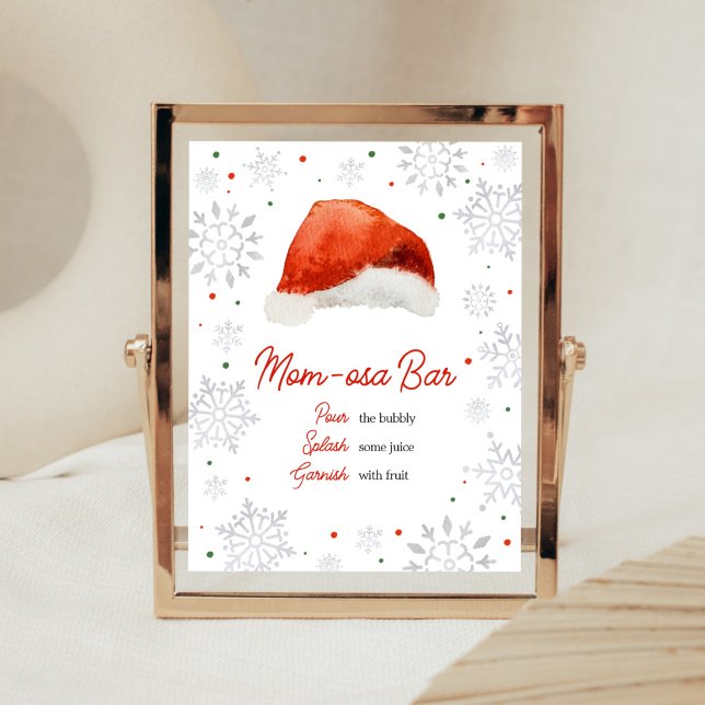 Santa Baby Hat Mama Osa Bar Poster (Gender Neutral Santa Hat Baby Shower Mom Osa Bar Sign)