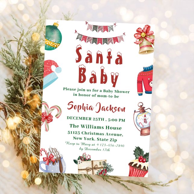 Santa Baby Holiday Winter Weihnachtsdusche Einladung (Von Creator hochgeladen)