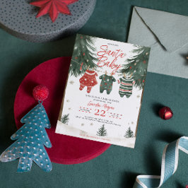 Santa Baby Kleidung LinePine Trees Babydusche Einladung