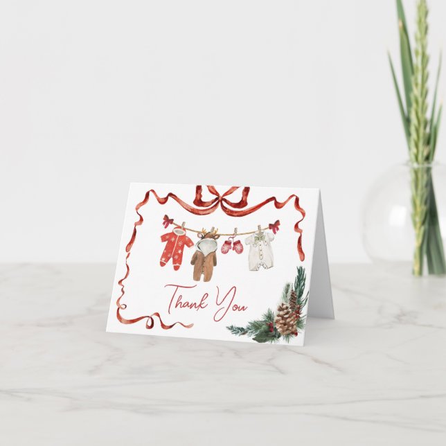 Santa Baby Kleidung Weihnachtsdusche Dankeskarte (Vorderseite)