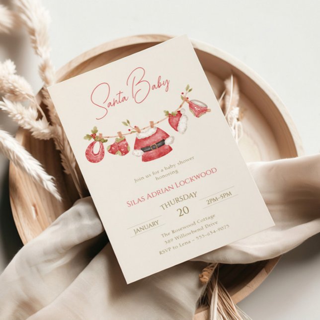 Santa Baby Kleidung Winter Boy Baby Dusche Einladung (Von Creator hochgeladen)