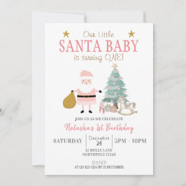 Santa Baby macht eins, Mädchen Weihnachten Geburts Einladung