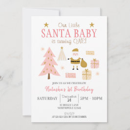Santa Baby macht ONE, Girl Birthday Party Einladung