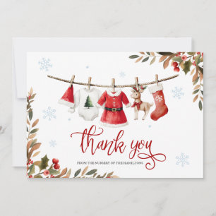 Santa Baby Mädchen Baby Shower Dankeschön-Karte Einladung
