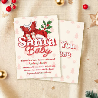 Santa Baby Mädchen Baby Shower Einladung