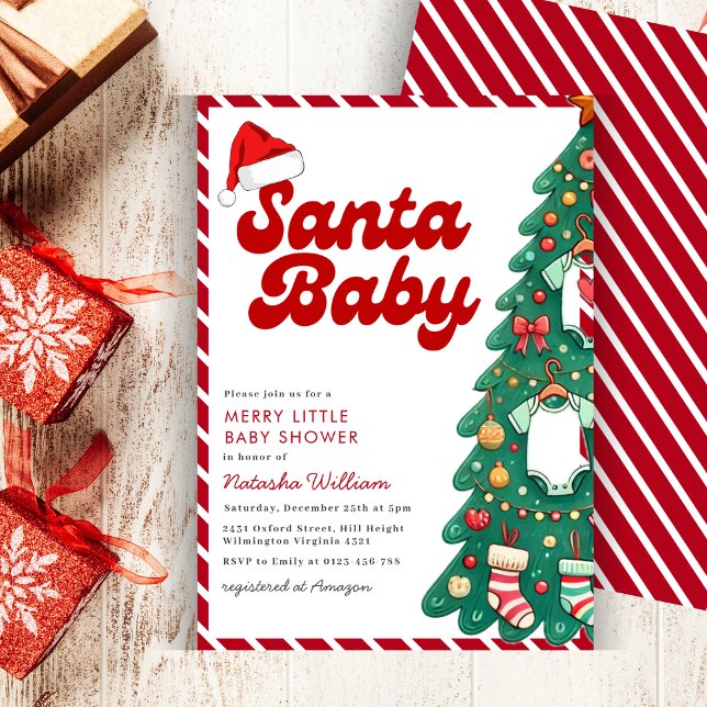 Santa Baby Merry Little Christmas Baby Dusche Einladung (Von Creator hochgeladen)