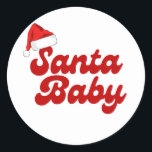 Santa Baby Merry Little Christmas Baby Dusche Runder Aufkleber<br><div class="desc">Das Design umfasst eine Babydusche mit dem Motto "Santa Baby" und einer niedlichen Weihnachtsmannmütze,  die sich perfekt für eine Babydusche eignet. Wenn Sie Hilfe bei der Anpassung des Produkts benötigen oder passende Produkte benötigen,  kontaktieren Sie mich bitte über Zazzle.</div>