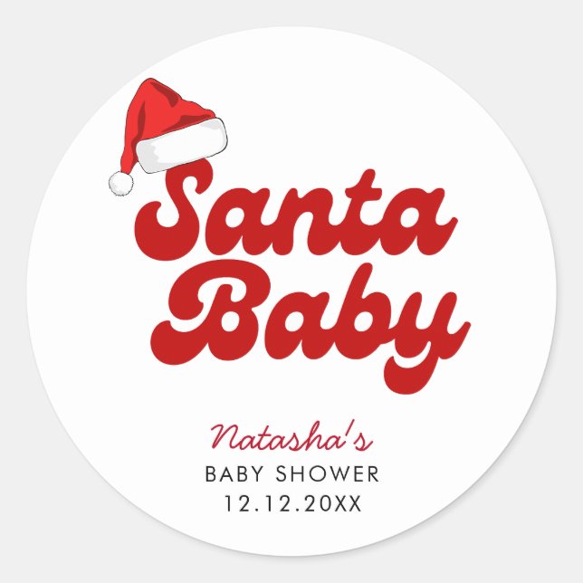 Santa Baby Merry Little Christmas Baby Dusche Runder Aufkleber (Vorderseite)