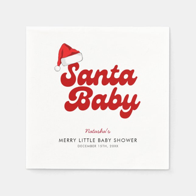 Santa Baby Merry Little Christmas Baby Dusche Serviette (Vorderseite)