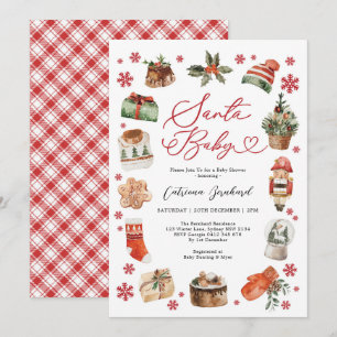 Santa Baby - Moderne Weihnachts-Winter-Babydusche Einladung