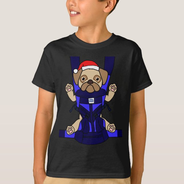 Santa Baby Mops Funny Niedlich Dog Mama Vater Weih T-Shirt (Vorderseite)