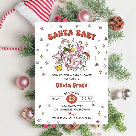 Santa Baby Niedlich Groovy Ball Baby Dusche Party Einladung