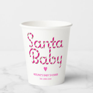 Santa Baby Pink Candy Cane Babydusche Papiertüten Pappbecher