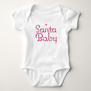 Santa Baby Pink Candy Cane Christmas Baby Bodysuit Strampler