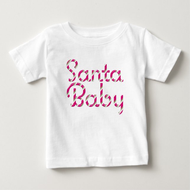 Santa Baby Pink Candy Cane Holiday Baby T - Shirt (Vorderseite)