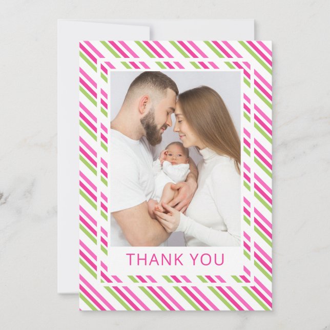 Santa Baby Pink Green Baby Dusche Vielen Dank Einladung (Vorderseite)
