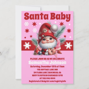 Santa Baby Pink Weihnachtsmädchen Babydusche Einladung