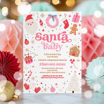 Santa Baby Red and Pink Weihnachtsdusche Einladung<br><div class="desc">Weihnachtsdusche Rot und Rosa Weihnachtsgeschenk Einladung</div>