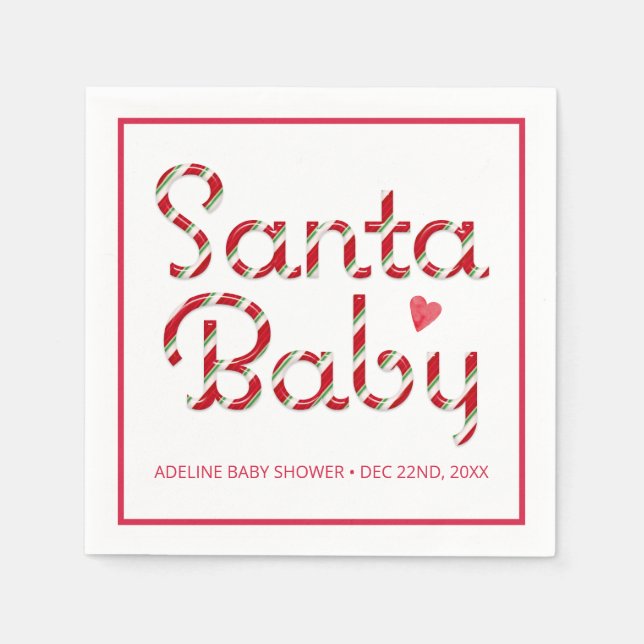Santa Baby Red Christmas Dusche Napkins Serviette (Vorderseite)