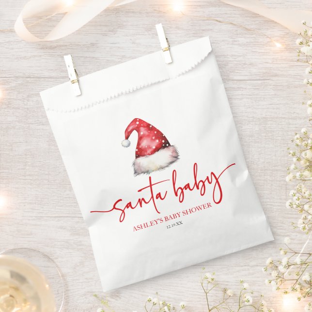 Santa Baby Red Hat Christmas Holiday Baby Shower Geschenktütchen (Ausgeschnitten)