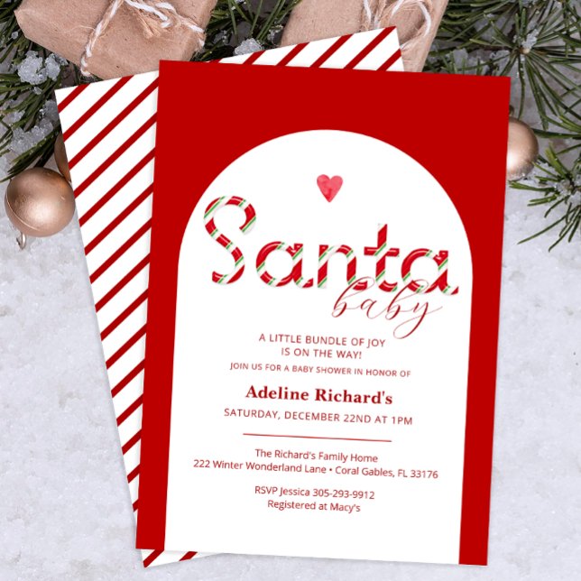 Santa Baby Red Holiday Dusche Einladung (Santa Baby - Red Baby Shower Invitation)