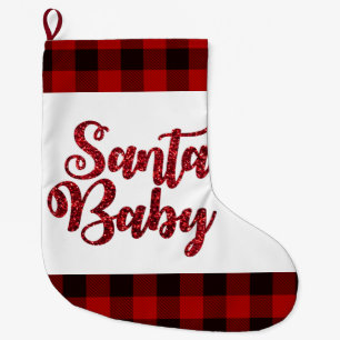Santa Baby Red Kariert Weihnachts-Strumpf Großer Weihnachtsstrumpf