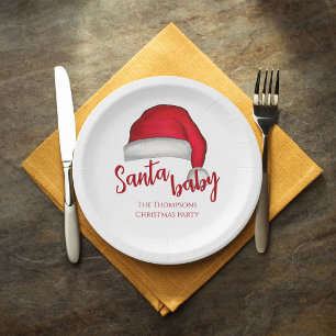 Santa Baby Red Simple Traditionelle Weihnachten Pappteller