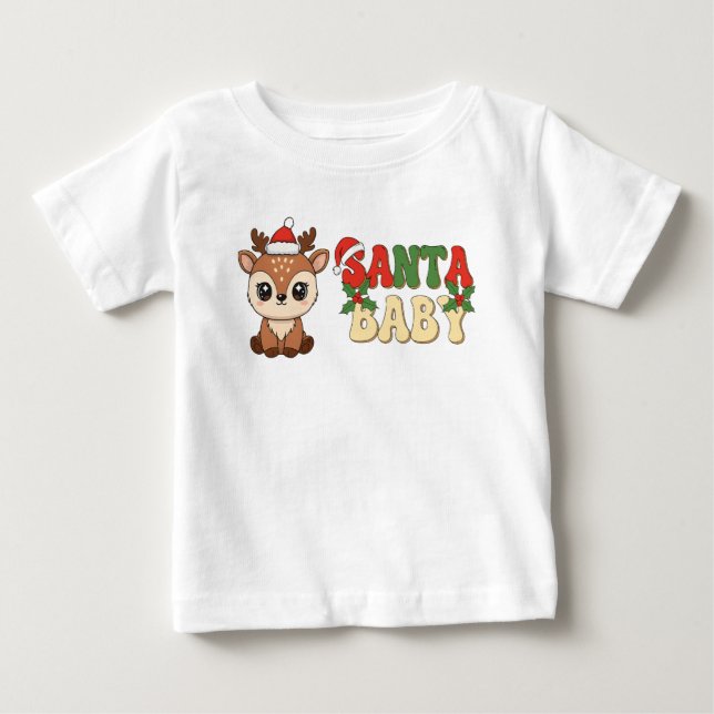Santa Baby Reindeer Baby T-shirt (Vorderseite)