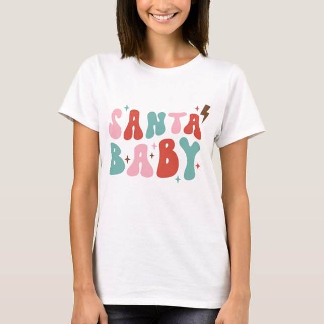 Santa Baby Retro Christmas T-Shirt (Vorderseite)