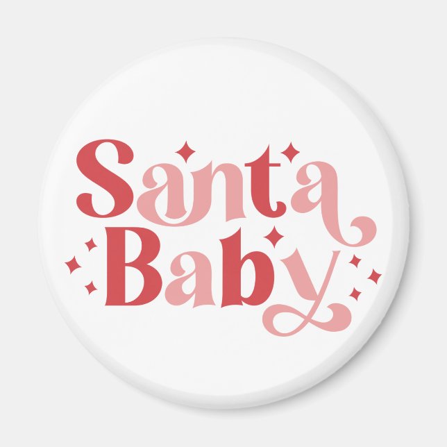 Santa Baby - Retro Weihnachtstypografie Magnet (Vorne)