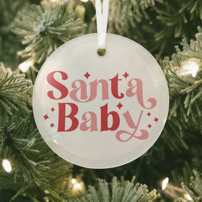 Santa Baby - Retro Weihnachtstypografie Ornament Aus Glas (InSitu)