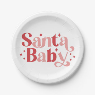 Santa Baby - Retro Weihnachtstypografie Pappteller