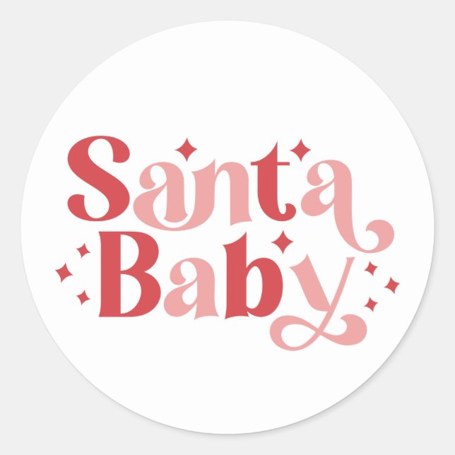 Santa Baby - Retro Weihnachtstypografie Runder Aufkleber (Vorderseite)