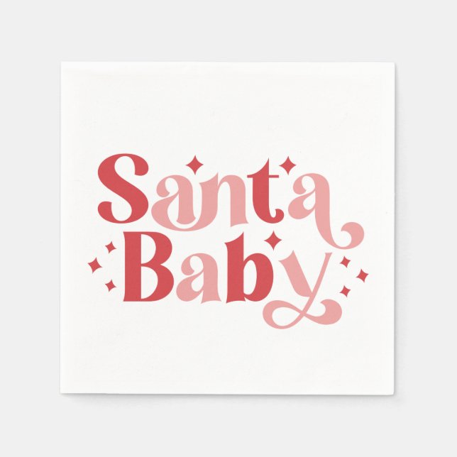 Santa Baby - Retro Weihnachtstypografie Serviette (Vorderseite)