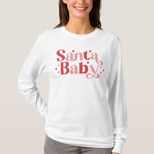 Santa Baby - Retro Weihnachtstypografie T-Shirt (Vorderseite)