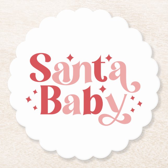 Santa Baby - Retro Weihnachtstypografie Untersetzer (Vorderseite)