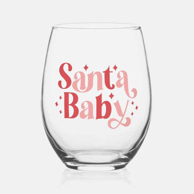Santa Baby - Retro Weihnachtstypografie Weinglas Ohne Stiel (Vorderseite)