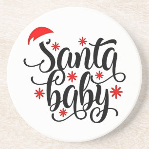 Santa Baby Schwangerschaft Ankündigung Weihnachten Getränkeuntersetzer