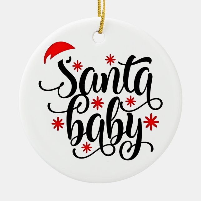 Santa Baby Schwangerschaft Ankündigung Weihnachten Keramik Ornament (Vorne)