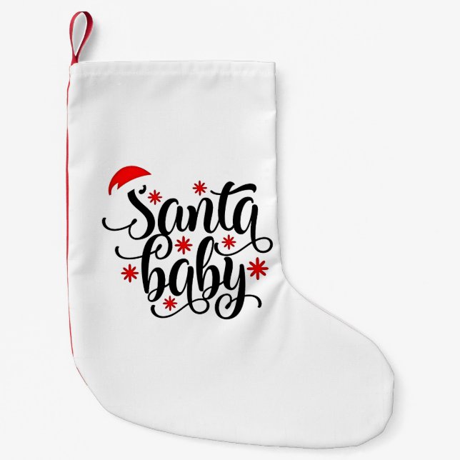 Santa Baby Schwangerschaft Ankündigung Weihnachten Kleiner Weihnachtsstrumpf (Vorderseite)