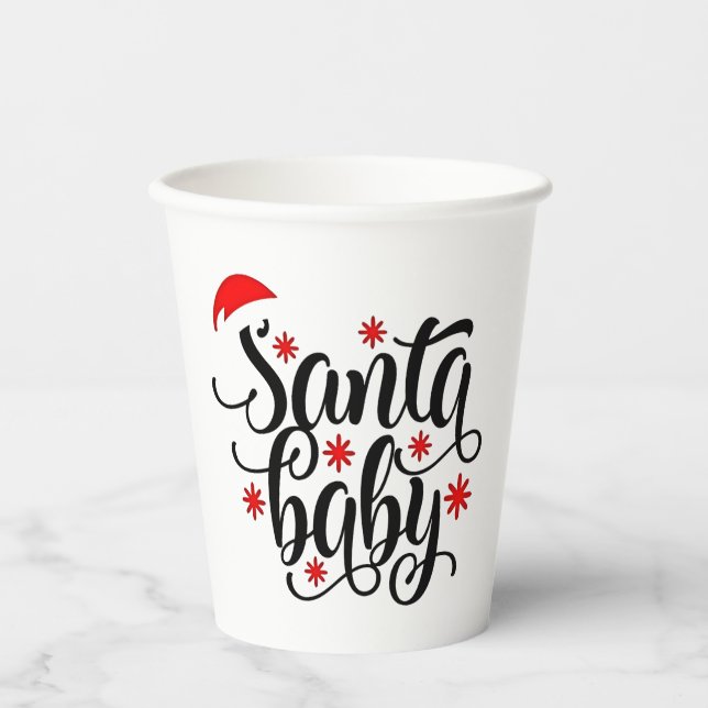 Santa Baby Schwangerschaft Ankündigung Weihnachten Pappbecher (Vorderseite)