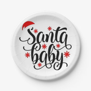 Santa Baby Schwangerschaft Ankündigung Weihnachten Pappteller