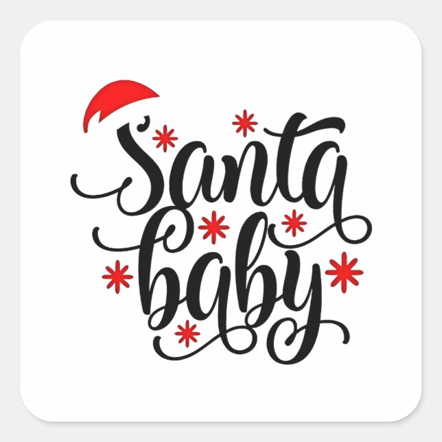 Santa Baby Schwangerschaft Ankündigung Weihnachten Quadratischer Aufkleber (Vorderseite)