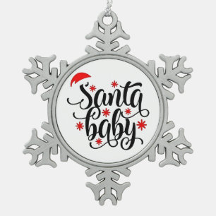 Santa Baby Schwangerschaft Ankündigung Weihnachten Schneeflocken Zinn-Ornament