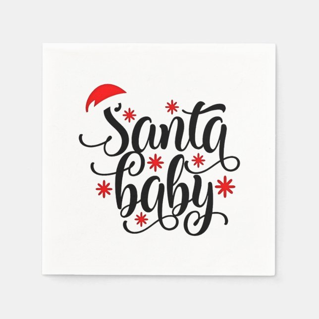 Santa Baby Schwangerschaft Ankündigung Weihnachten Serviette (Vorderseite)