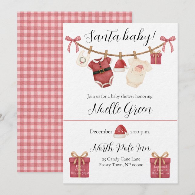 Santa Baby Shower Invitation Einladung (Vorne/Hinten)